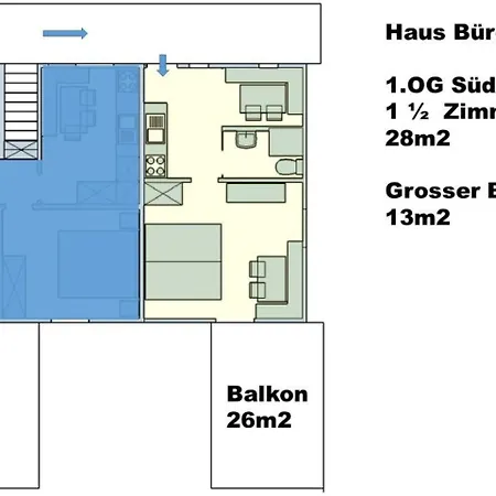 Lägenhet Burcher Haus 1- Og S-o *
